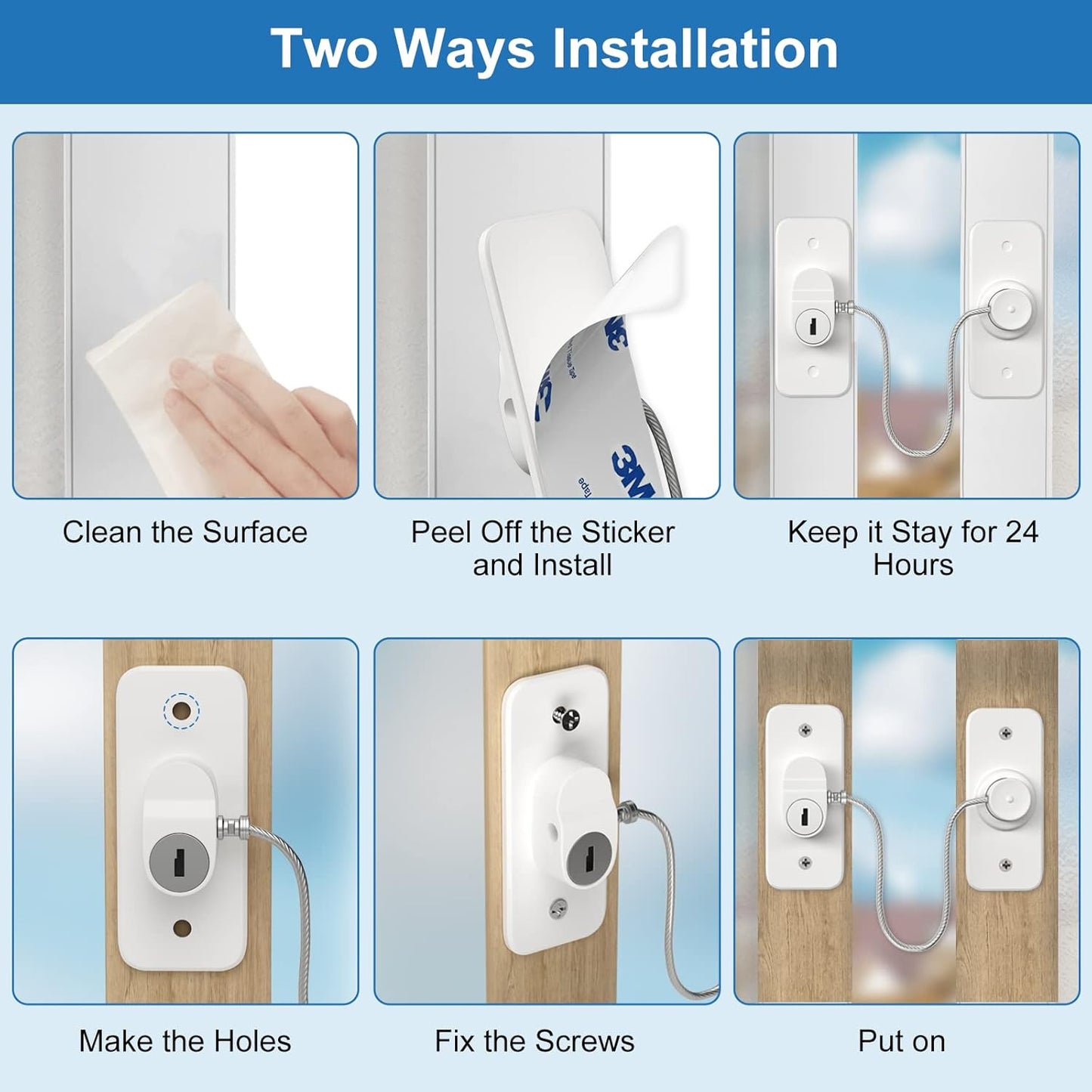 AOSITE Mini Fridge Locks for Kids No Drill Refrigerator Locks for Adults Cupboard Lock Child Safety Locks for Cabinets Drawer Locks Freezer Lock Baby Proofing (White, 2)