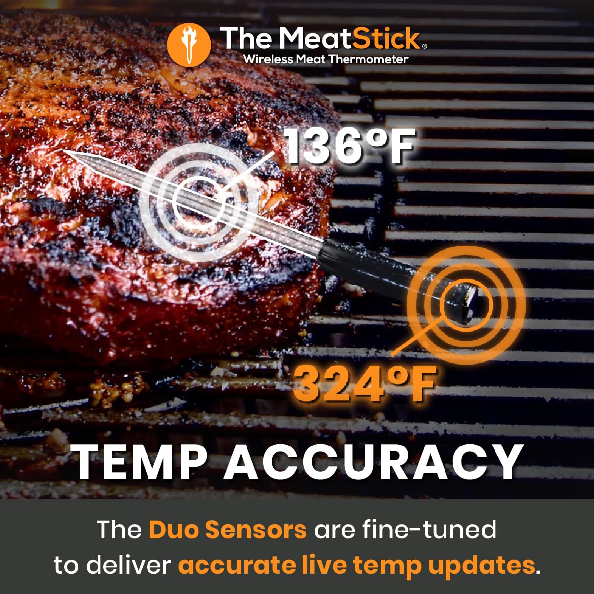 MeatStick X WiFi Travel Kit [Unlimited Range] | Duo Sensors Smart Wireless Meat Thermometer with Bluetooth | for Smoking, Grilling, BBQ, Air Fryer, Deep Frying, Oven, Sous Vide, Rotisserie