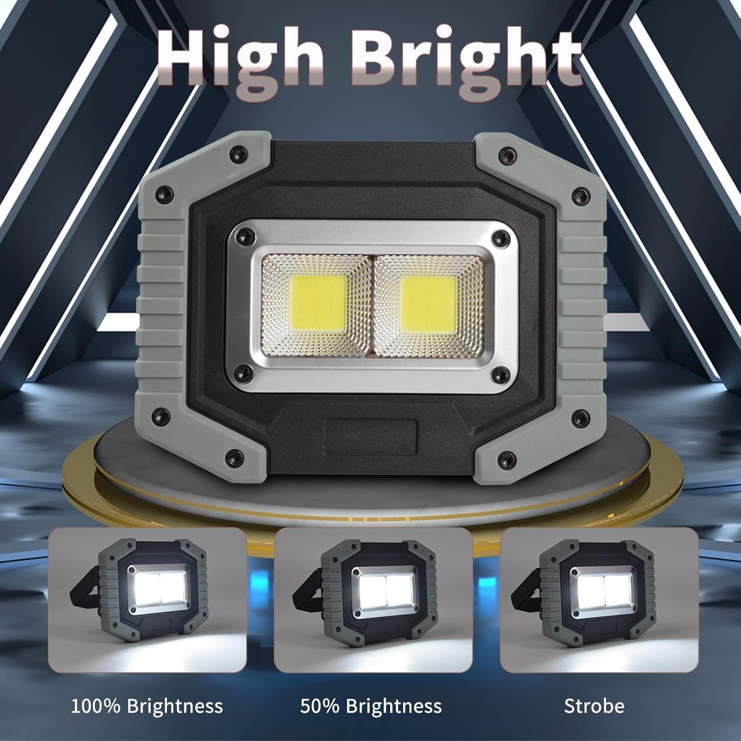 OTYTY LED Work Light 2-Pack, 30W 1500LM Portable Rechargeable Flood Lights with Magnetic Base, 4200mAh Battery for Outdoor, Camping, Hiking, Emergency, Car Repairing, Job Site Lighting (W840 Grey)