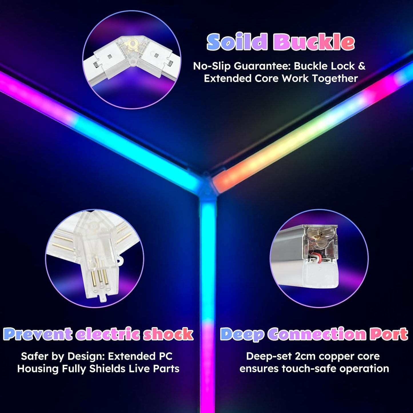 Hexagon Garage Lights RGB - Multicolor LED with Dimming,Speed Control, Perfect for Gaming Setups, Home Bars, Music Studios, DIY Home Gym Lighting
