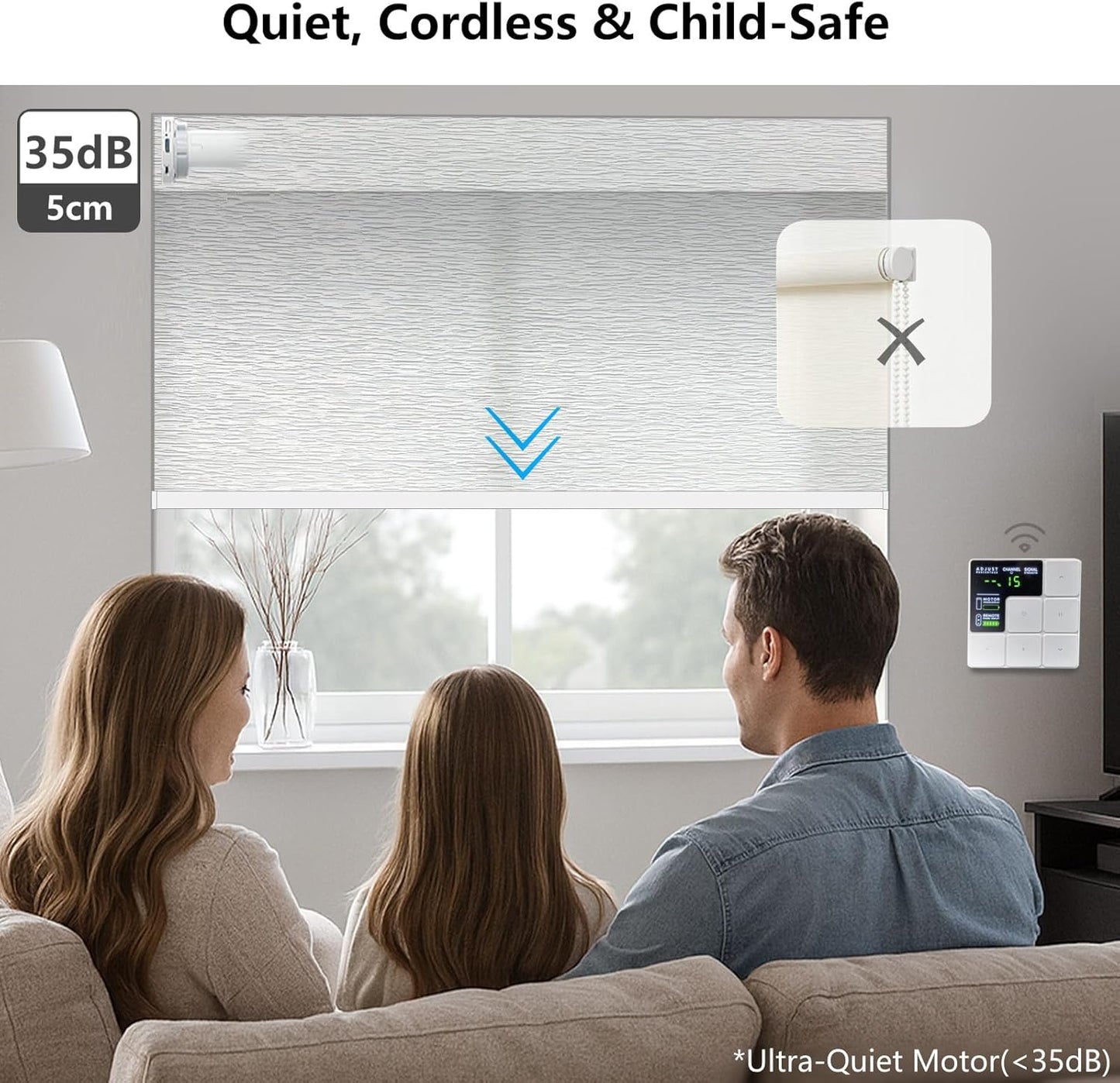 Smart Motorized Blinds – 70% Blackout Roller Shades with Remote, Alexa/Google Home/Siri Control, Matter Compatible, Wireless Rechargeable Battery, Custom Sizes for Windows & Sliding Doors