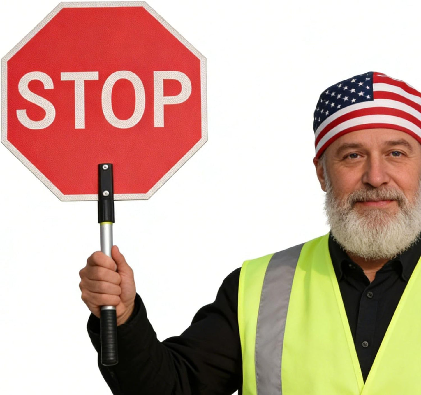 BESEA 18 Inch Handheld STOP & SLOW Sign, Double-Sided Reflective Paddle for Traffic Control, School Crossings, Construction Zones,Caution Areas Durable Non-Telescopic Handle, High-Visibility Safety Sign
