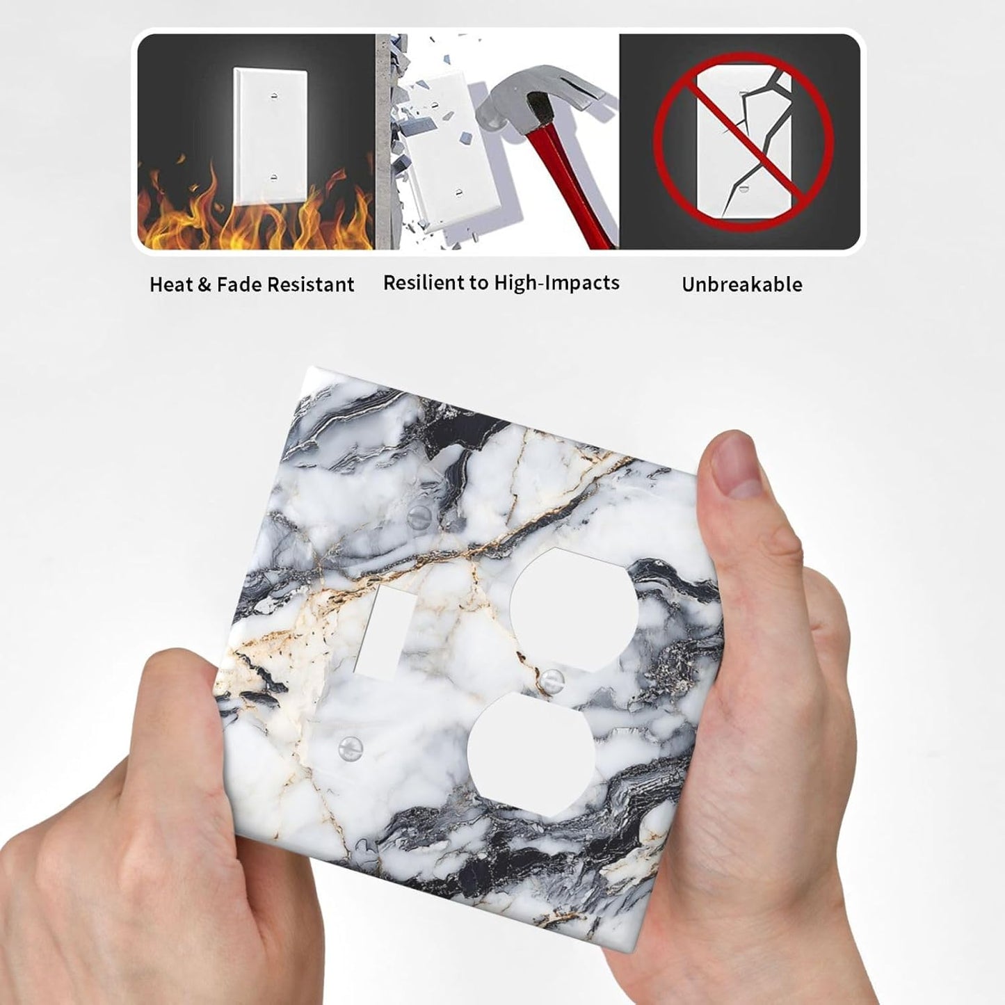 Outlet Covers Black Gold Marble Abstract Modern Luxury 1 Toggle 1 Duplex Switch Plate Covers Electrical Light Switch Cover Plate Decorative Wall Plate Socket Cover for Bedroom Home Decor