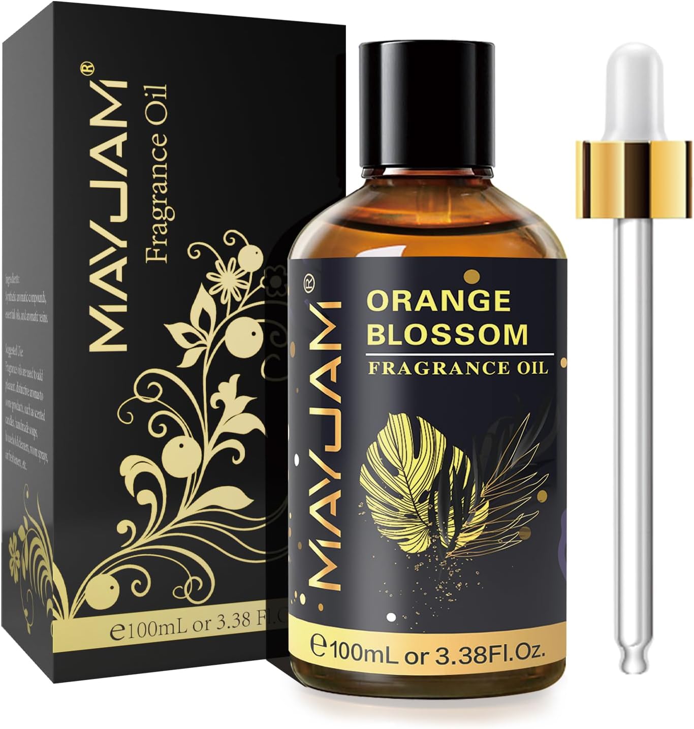 MAYJAM 100ML/3.38FL.OZ Orange Blossom Fragrance Oils with Glass Dropper, Essential Oils for Diffusers for Home, Long Lasting Scented Oils for Diffusers Soap Candle Making