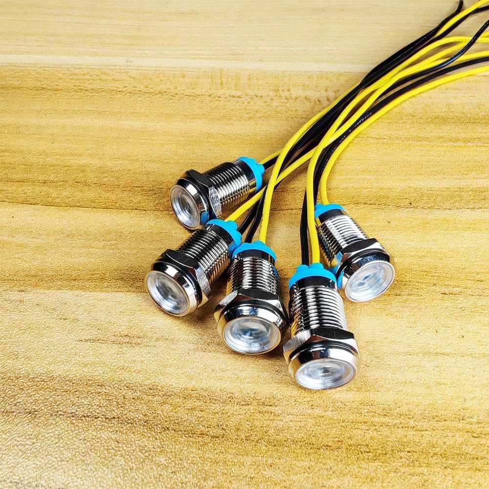 5pcs 10mm LED Metal Indicator Light 110V-220VAC Waterproof Signal Lamp (White)