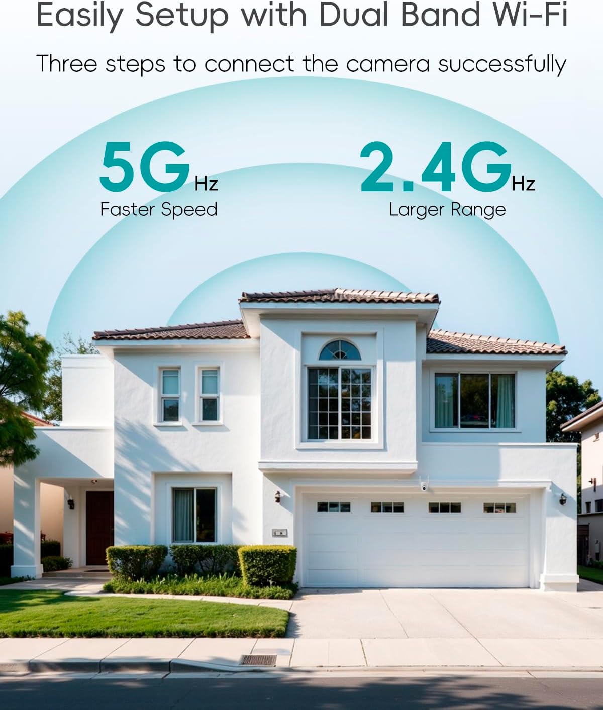 ZUMIMALL 3MP Security Camera Outdoor - 360° PTZ Auto Tracking | 24/7 Recording Wired Power, 2.4G/5G Wireless WiFi | Motion & Noise Detection, Color Night Vision, 2-Way Audio | Compatible with Alexa
