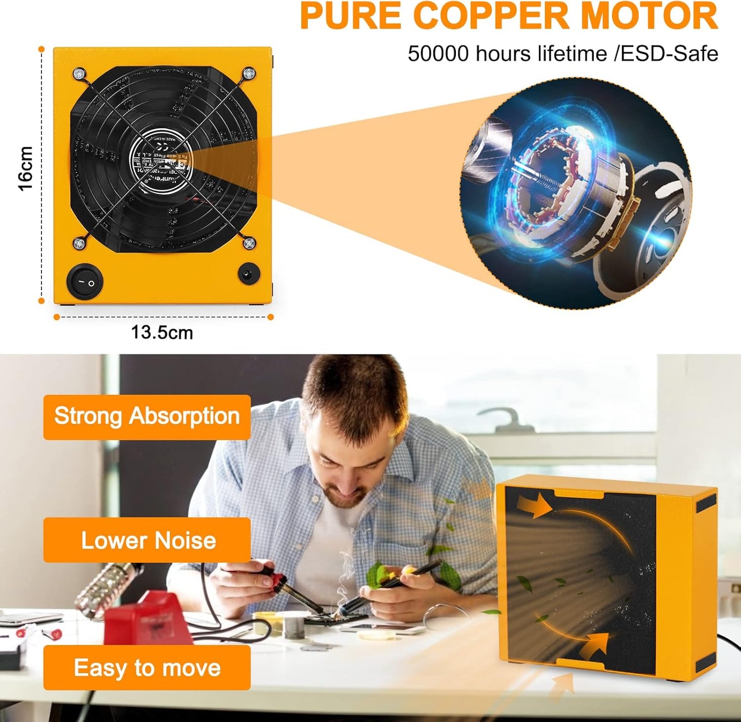 Magnetic Helping Hands Soldering Third Hand with 3X & 6X LED Magnifying Lamp, Hot Air Gun Holder,12V Solder Fume Extractor, Extra Large & Heavy Duty Base, Four Arms Solder Station for Soldering PCB
