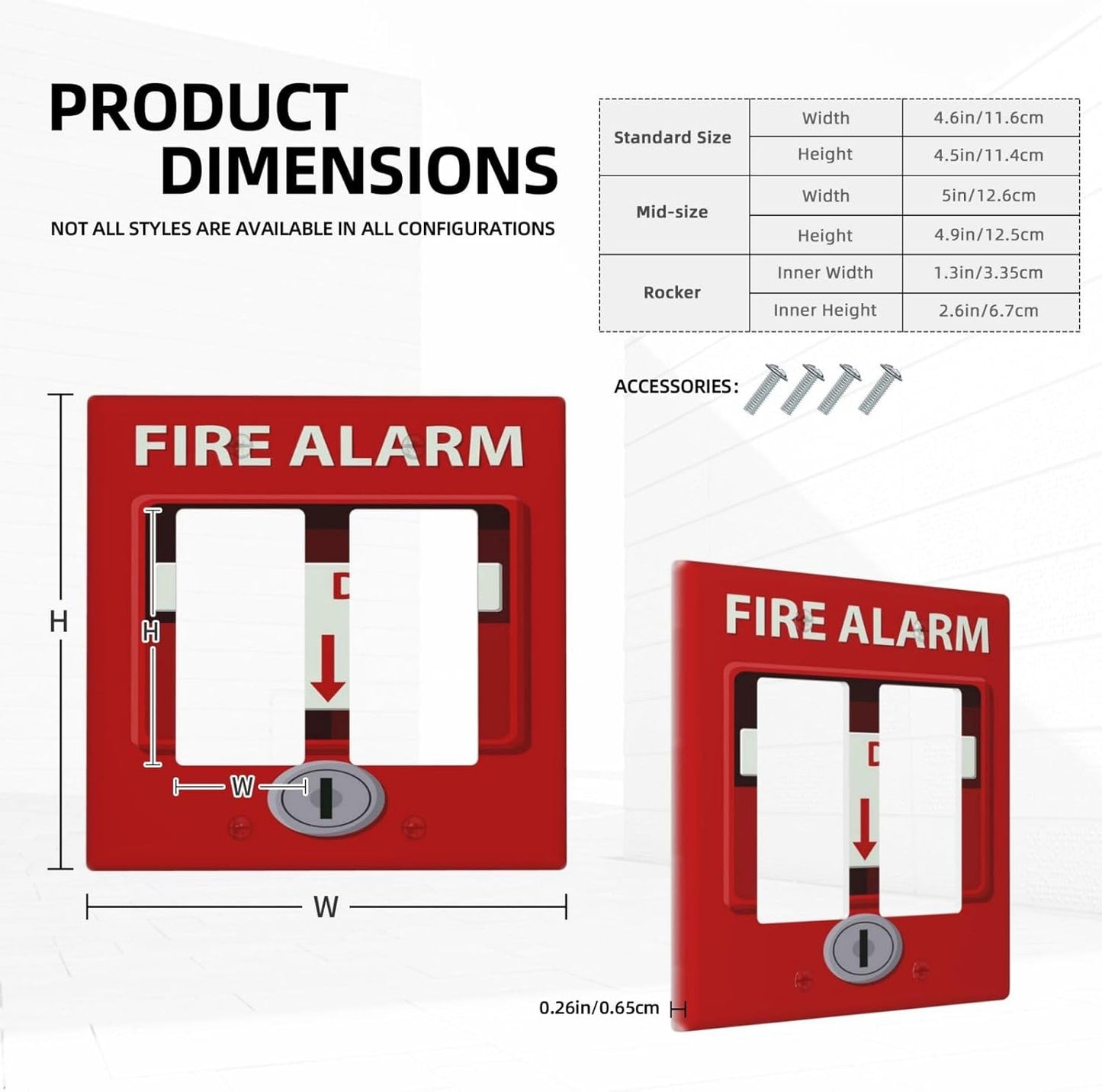 Decorative Outlet Covers Artistic Red Fire Alarm Motifs 2 Gang Wall Plate Double Rocker Two Switch Wall Cover Plate Light Switch Cover Plate Faceplate for Country Bedroom Home Decor