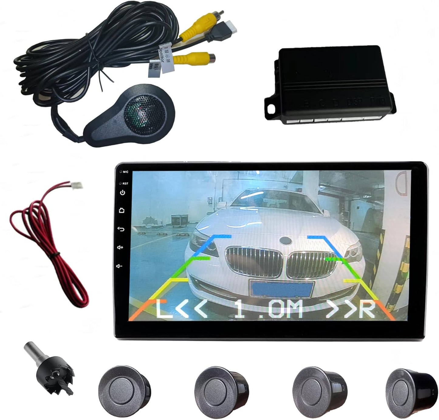 LCD Parking Sensor Kit - Displays Data on Original Screen, Easy Rear Installation, Compatible with CVBS Cameras (Not for AHD), 18 Probe Colors to Match Any Vehicle