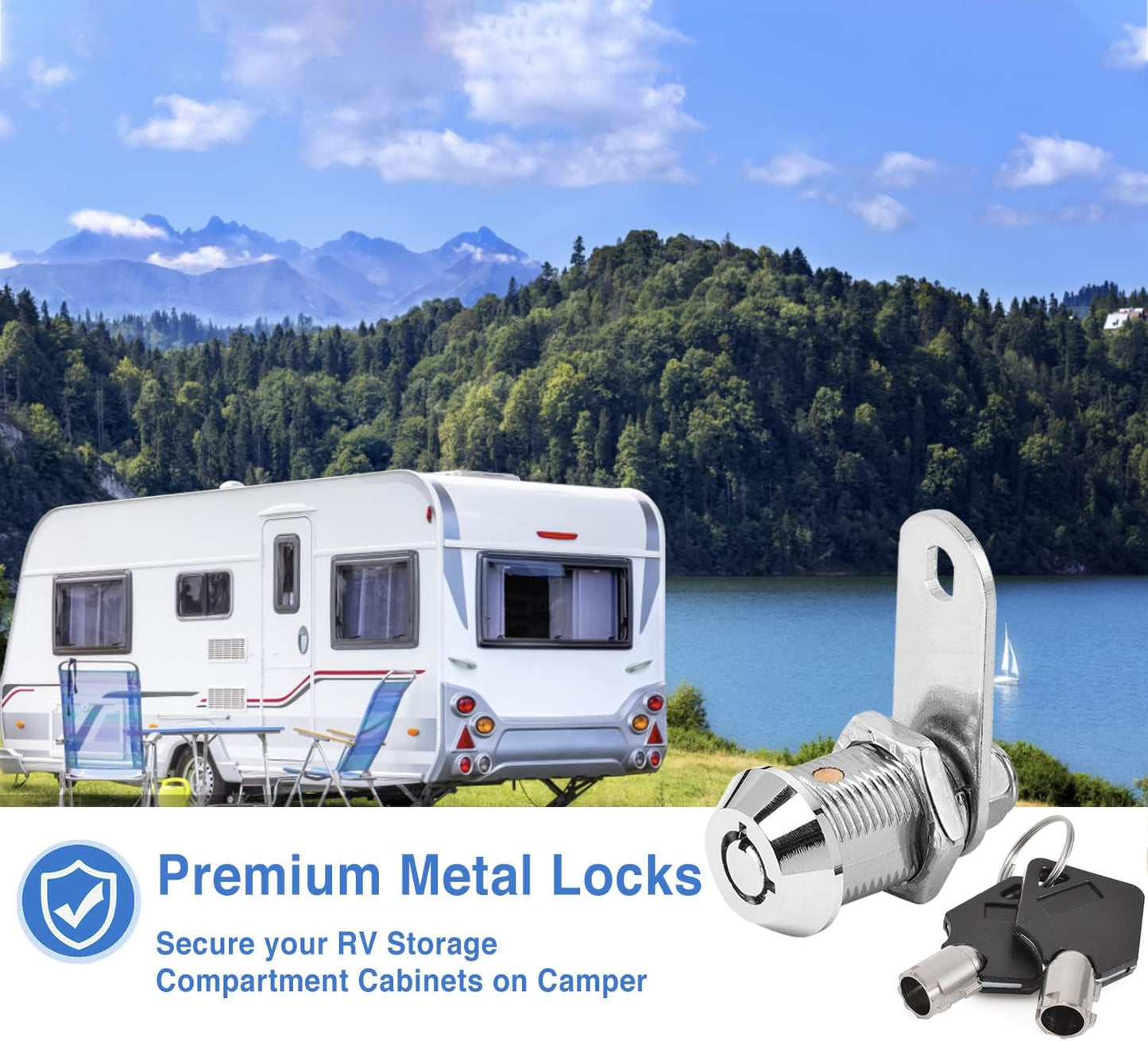 RV Storage Locks - Keyed Alike, 7/8' Fits 9/16' Max Door Thickness, Camper Trailer Cabinet Locks (2Pack)