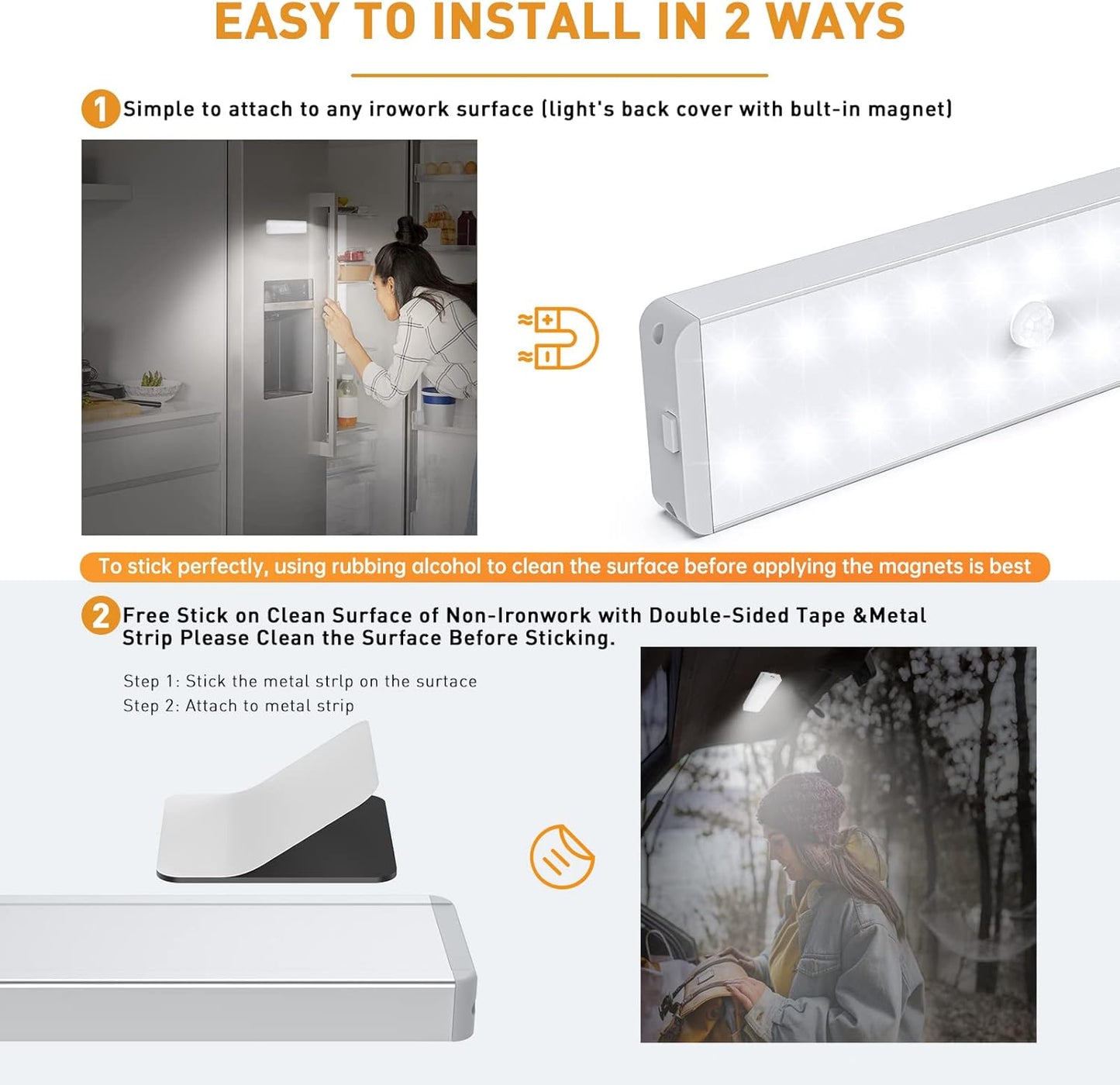 LED Closet Light with Charging Station, 5 Pcs Dimmer Rechargeable Motion Sensor Under Cabinet Lighting, Stick-Anywhere Night Safe Light Bar for Wardrobe,Kitchen