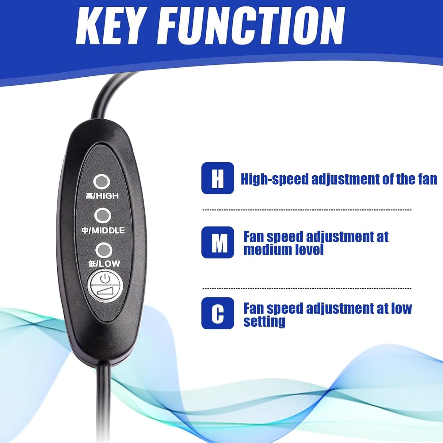 USB Fan Speed Controller, 3 Voltage Settings 5V/7V/9V with LED, 50cm Cable Length, Touch Switch Cycle Control, Black PVC Box, DIY Cooling/Desktop Fan Modification