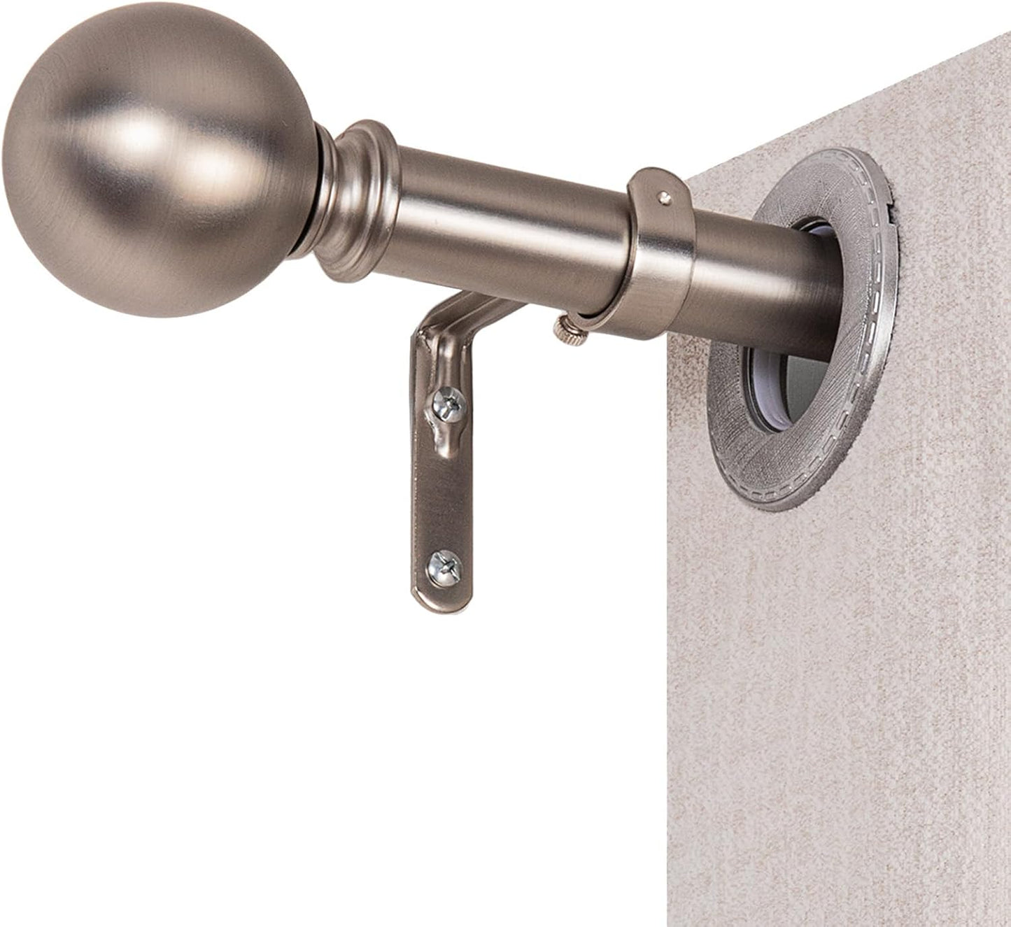 Brushed Nickel Curtain Rods for Windows 18 to 45 inches, 1 Inch Modern Metal Drapery Rods, Adjustable Heavy Duty Curtain Pole with Round Finials(18"-45"Satin Nickel)