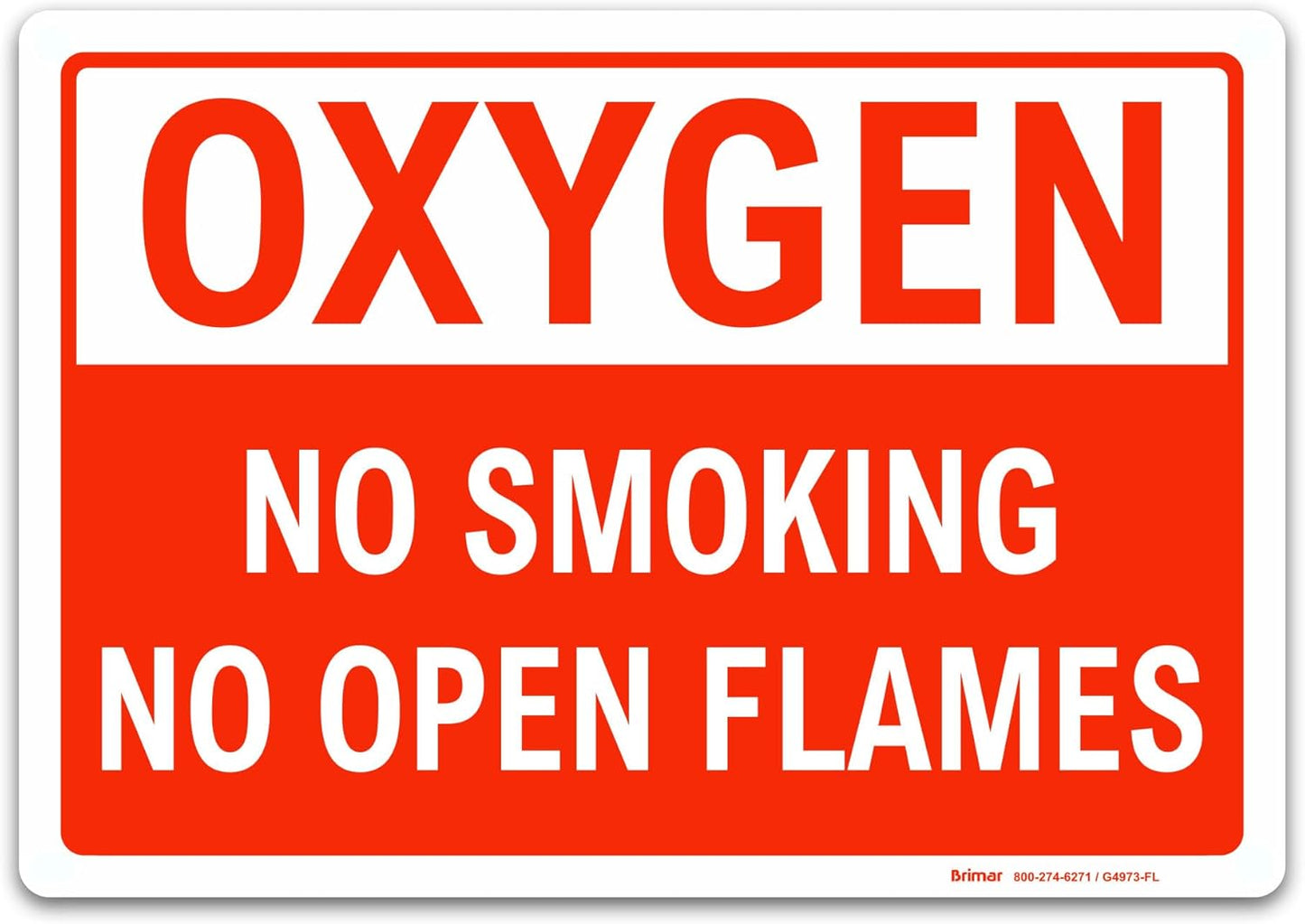 Brimar - 14 x 10" - Oxygen No Smoking No Open Flames Sign - 3.5 Mil InfiniStick™ Vinyl Label - Clear Warning - Easy Installation