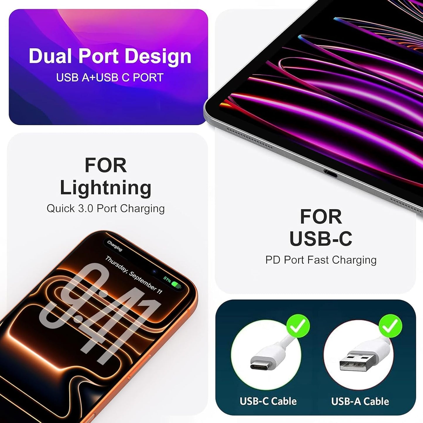 USB C Super Fast Charger, 3-Pack 30W Dual Port PD+QC Fast Charger Adapter Block for iPhone 14/15/16/17/Pro/Pro Max/Plus/iPad/MacBook air, (25W PPS) Type C Charging for Samsung S21 S22 Pixel