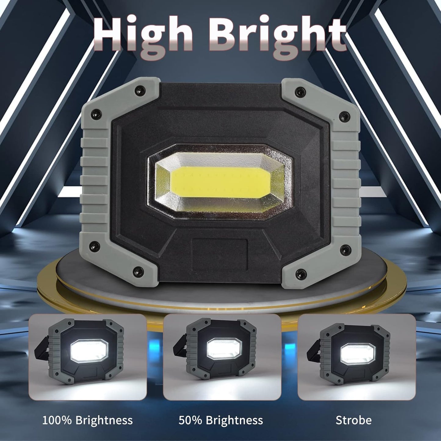 OTYTY LED Work Light 2-Pack, 30W 1500LM Portable Rechargeable Flood Lights with Magnetic Base, 4200mAh Battery for Outdoor, Camping, Hiking, Emergency, Car Repairing, Job Site Lighting (W841 Grey)