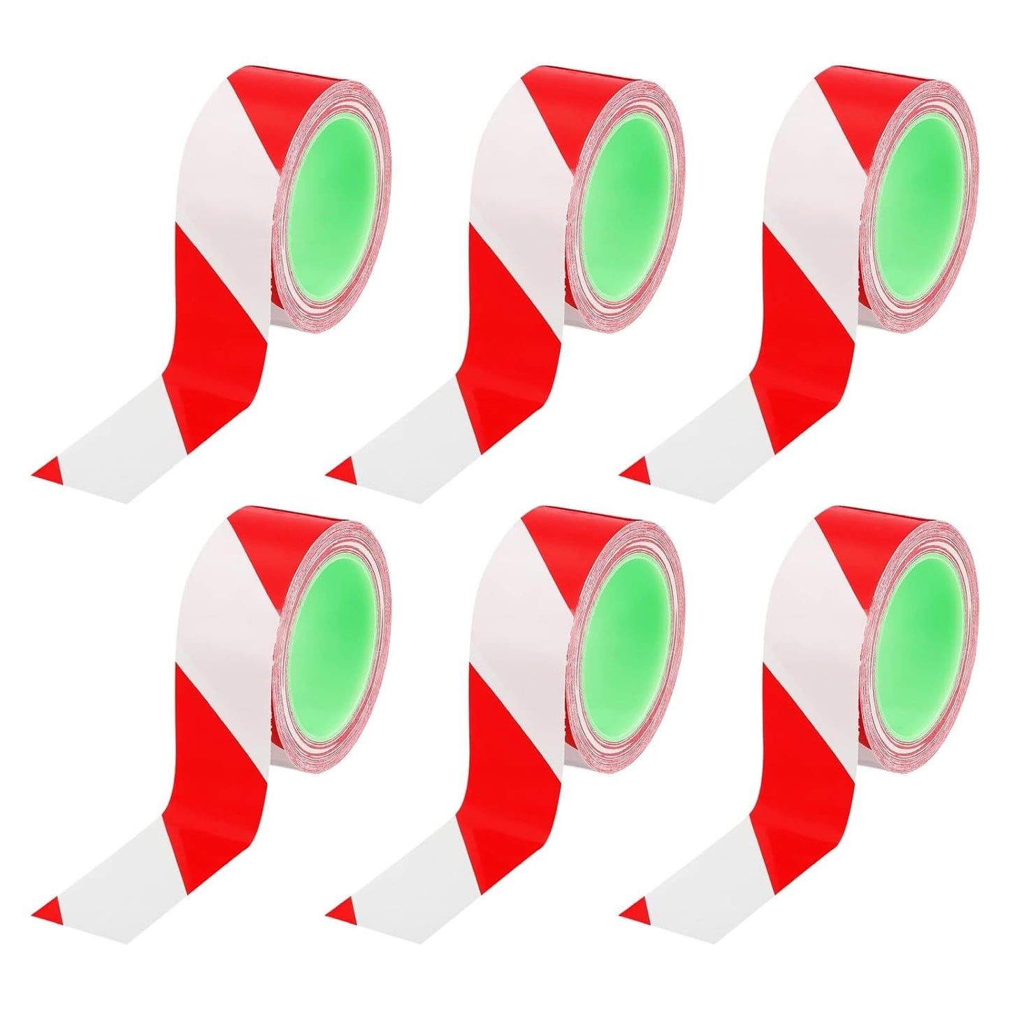 PATIKIL Floor Marking Tape 2 Inch x 110 Ft, 6 Pcs Self-Adhesive Warning Safety Tape Caution Stripe for Walls Floors Pipes Equipment Outdoor, Red/White