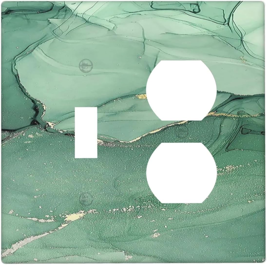 Wallplates Simple Green Marble 1 Toggle 1 Duplex Switch Plate Electrical GFCI Faceplate Decorative Light Switch Covers for living Room Office Decor