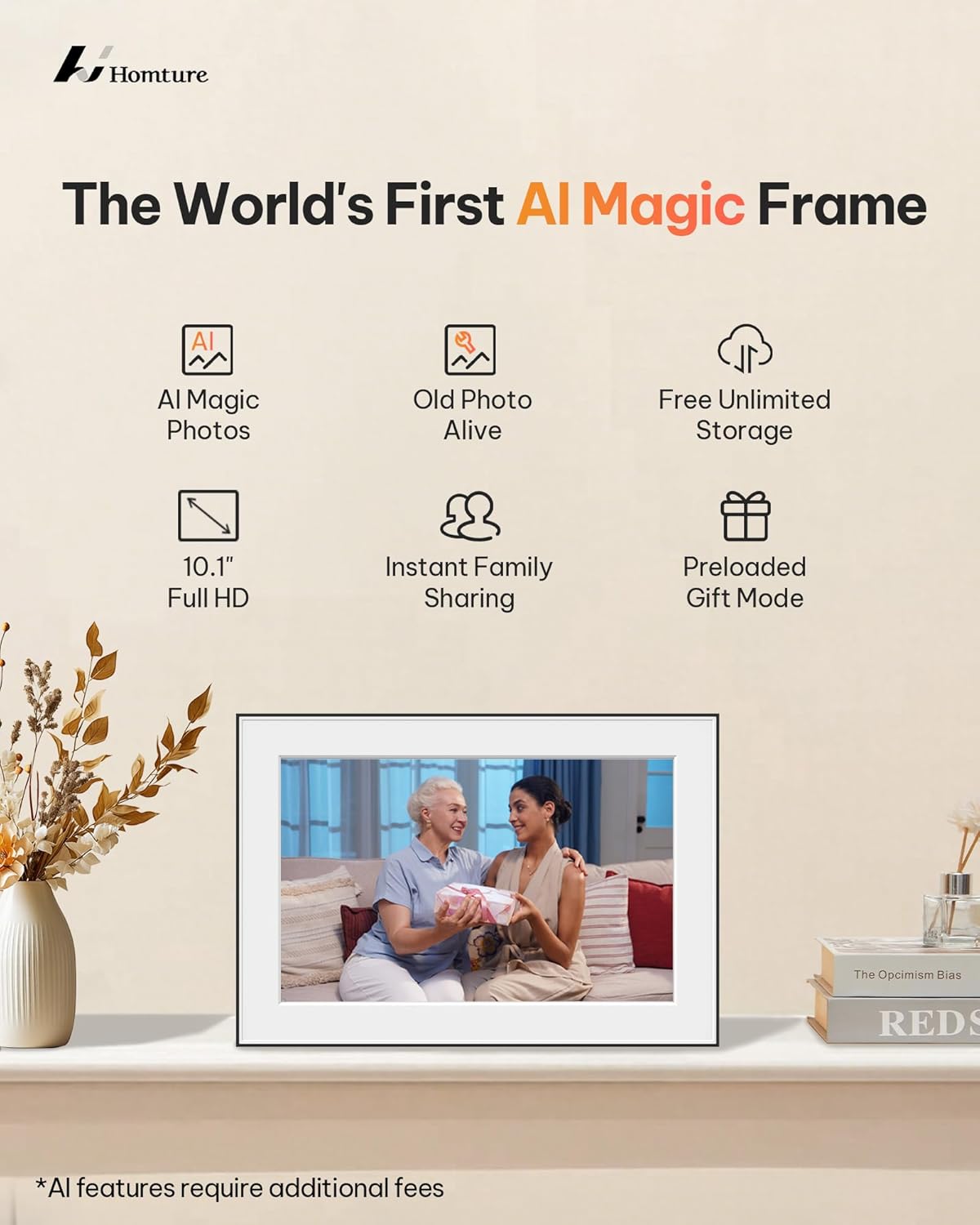 Magic Frame[AI Photo Motion] – 10.1" Full HD WiFi Digital Picture Frame, Old Photo Alive, Unlimited Cloud Storage, Digital Photo Display with Easy Setup, Christmas Gift for Mom