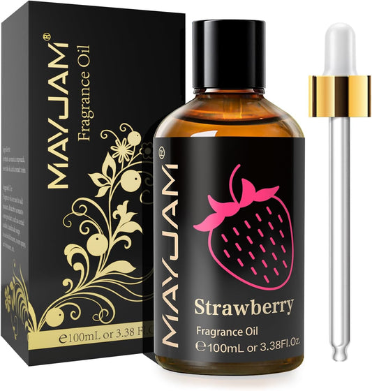 MAYJAM 100ML/3.38FL.OZ Strawberry Fragrance Oils with Glass Dropper, Essential Oils for Diffusers for Home, Long Lasting Scented Oils for Diffusers Soap Candle Making