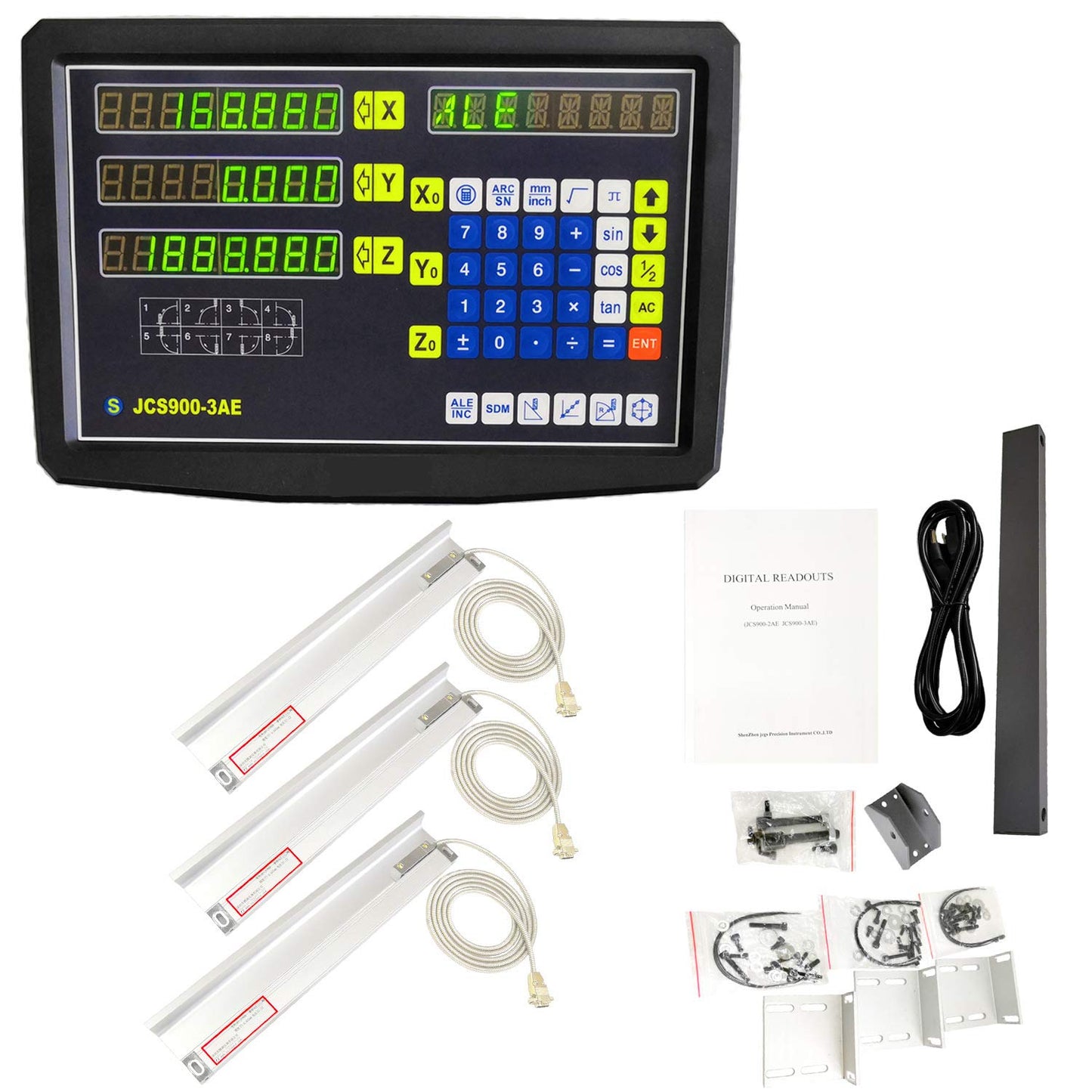 iMeshbean 2/3 Axis Digital Readout and TTL Precision Linear Glass Scale DRO Encoder for Milling Lathe (200mm Travel Length Scale ONLY(8''))