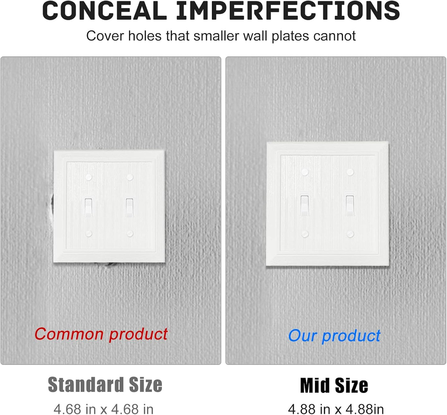 Modern Decorative Wall Plate Retro Wood Grain design Switch Cover Outlet Cover for Light Switch, Smart Switch, Dimmer, GFCI, USB Outlet (4 Pack, Double Toggle)