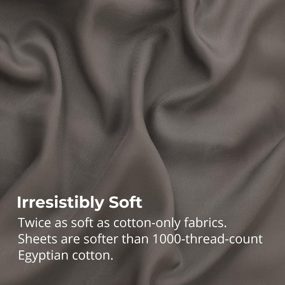 Cariloha Aloha Soft 4-Piece Sheet Set | Shade Gray | Split King | Made from 100% Viscose derived from Bamboo | Introductory Sheet Line