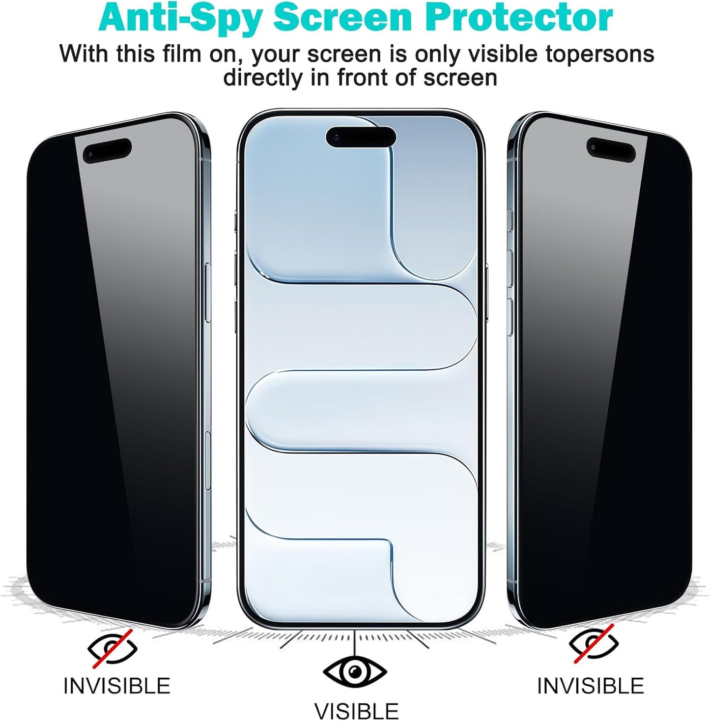 PEHAEL 3+3Pack for iPhone Air Privacy Screen Protector with Camera Lens Protector Full Coverage Anti-Spy Tempered Glass Film 9H Hardness Easy Installation Bubble Free [6.5 inch]