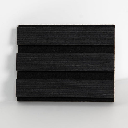 Sample Wood Salt Acoustic Wall Panels, Soundproof Wooden Wall Panels, 3D Fluted Sound Absorbing Panel, Matte Black, Sample Pack