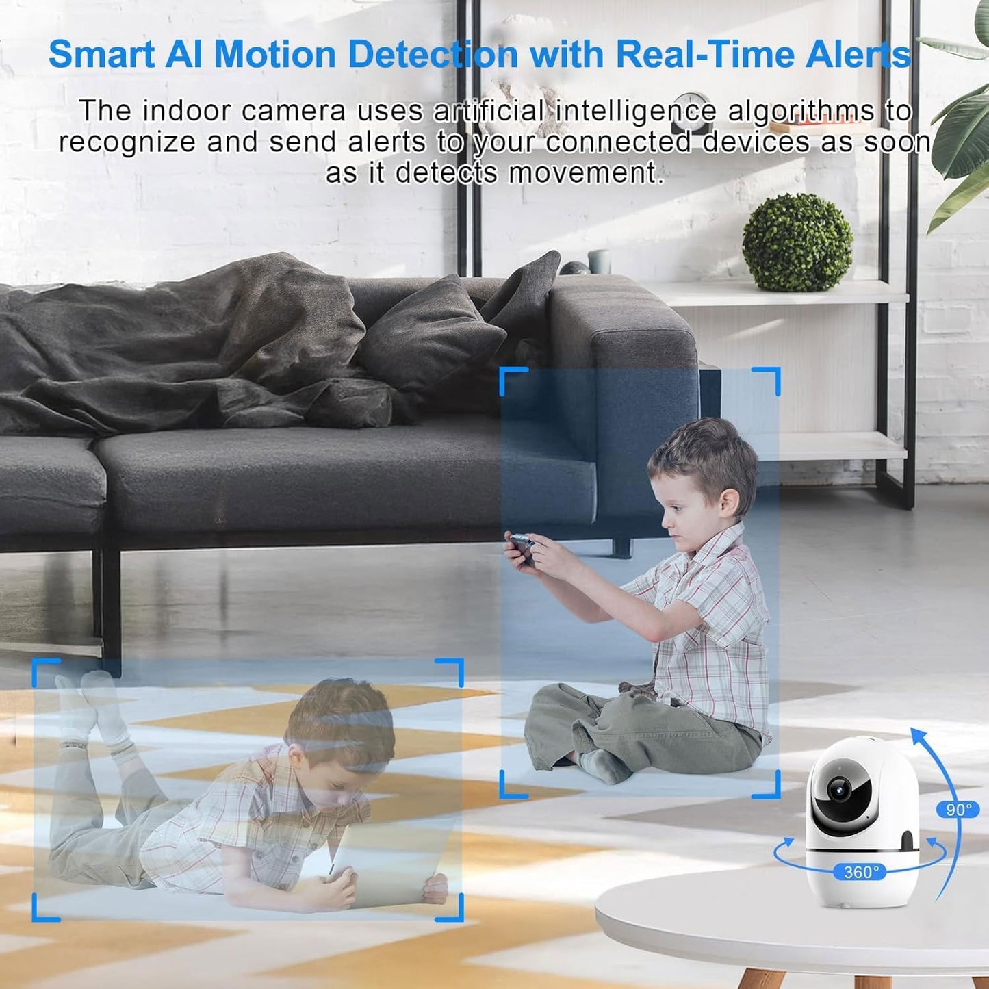 Indoor Security Camera, 5G & 2.4GHz Dog/Puppy/Pet WiFi Security Camera with Phone App, 360° Pan/Tilt Home Cameras Indoor, Smart AI Auto Tracking & Night Vision, US Cloud Storage (2Pack)