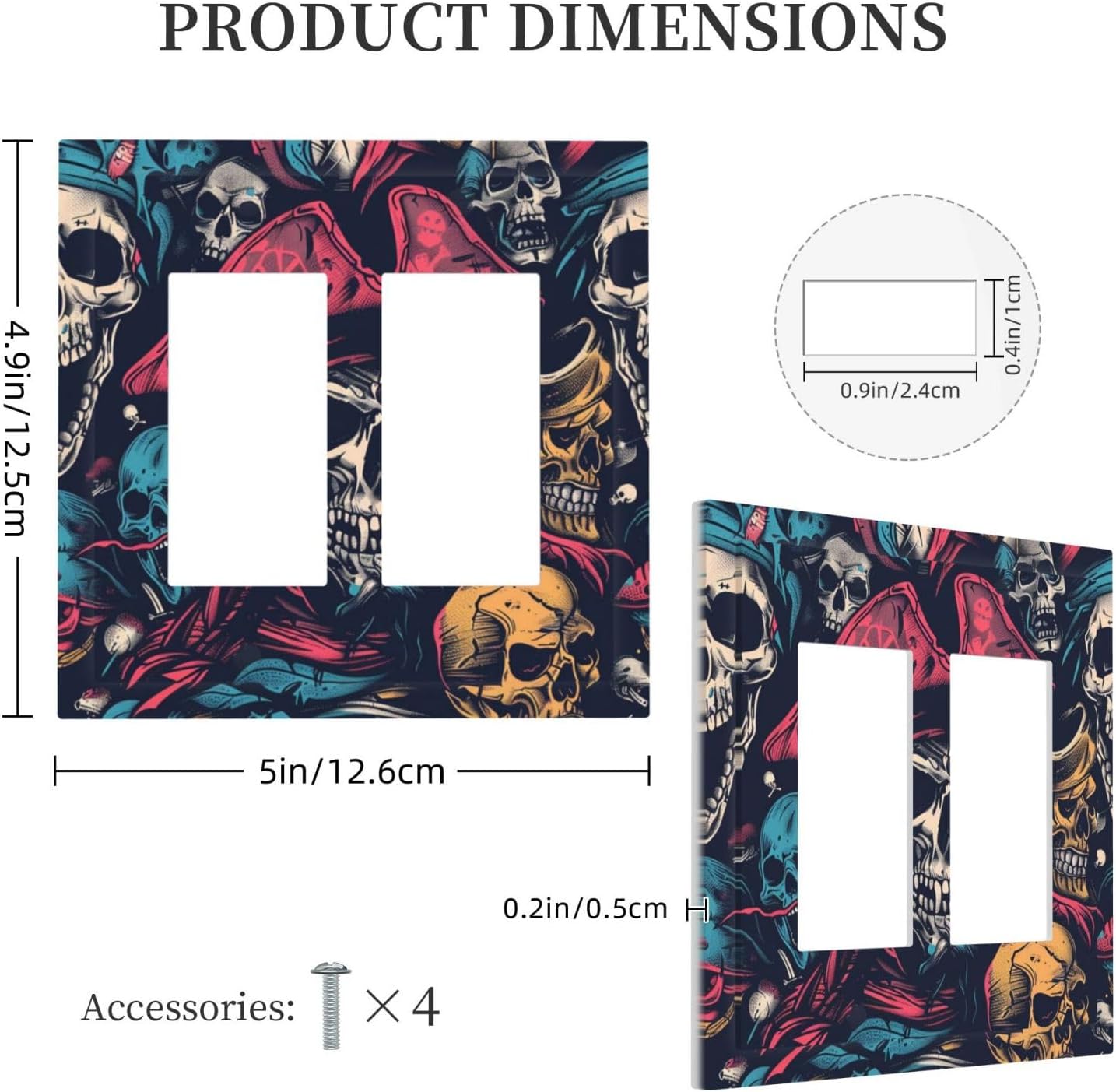 Decorative Outlet Covers Pirate Colourful Skeleton Red Hat 2 Gang Double Gfci Rocker Electrical Wall Panels Light Switch Cover Plate For Farmhouse Cabin Decor