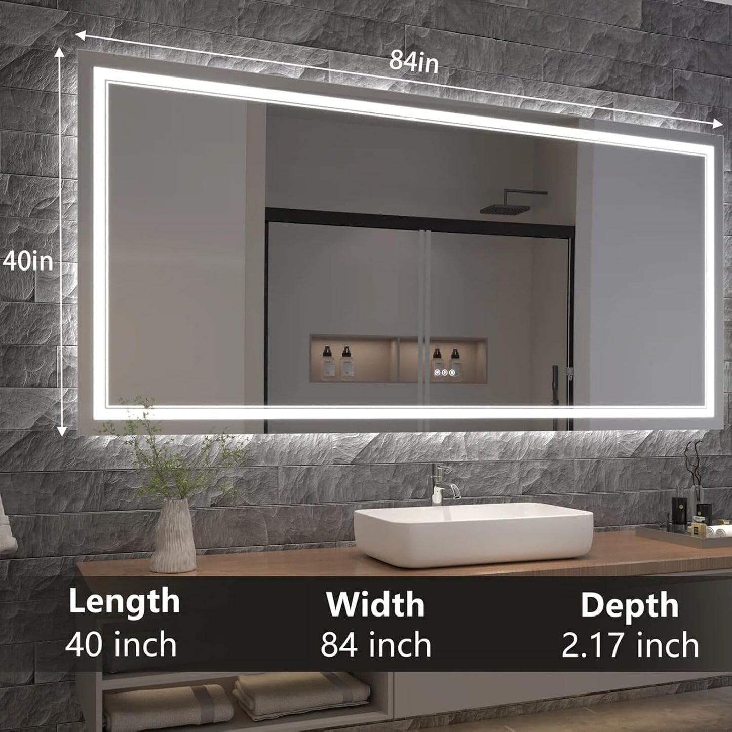 LED Bathroom Mirror with Lights, Wall Mirrors