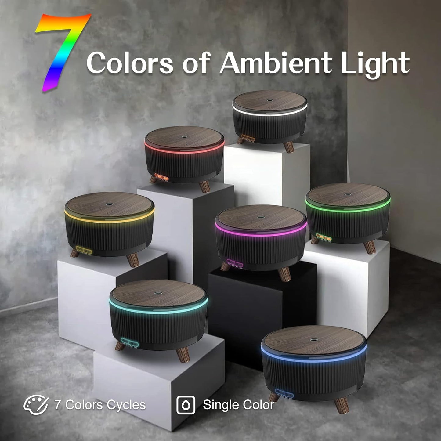 Diffusers for Essential Oils Humidifiers 500ML, Essential Oils Large Room Aromatherapy Diffuser,7 Colors Lights 3 Mist Modes with R/C for Home Office