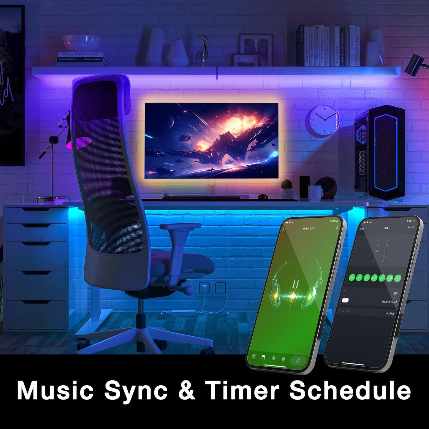 DAYBETTER Smart WiFi Led Lights 100ft, Tuya App Controlled Led Strip Lights, Work with Alexa and Google Assistant, Timer Schedule, Color Changing Led Lights for Bedroom Party Kitchen