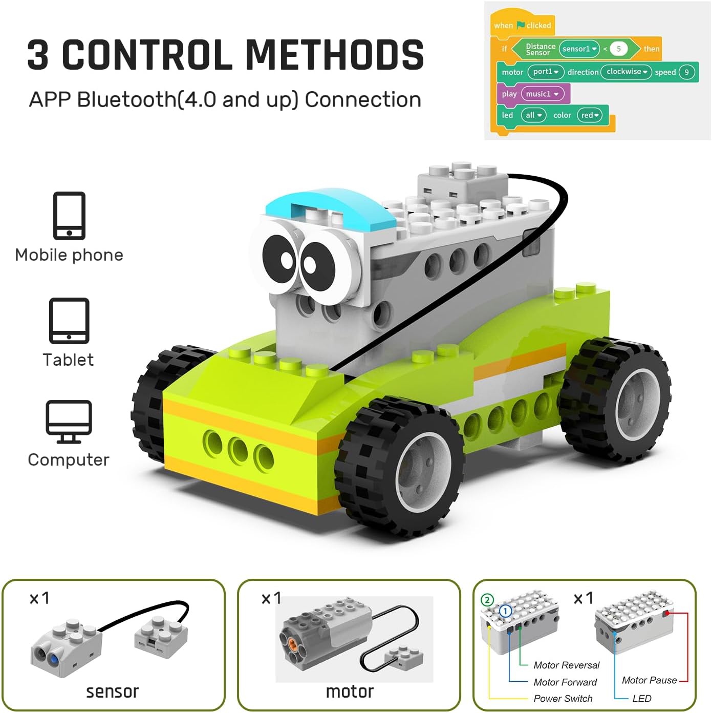 makerzoid Coding Robot Toy for Kids 6+, 100+ in 1 APP Control Robots Building Toys, Programmable Scratch Coding Kit with 23 Video Courses,Birthday Toy for Kids (370 Blocks)