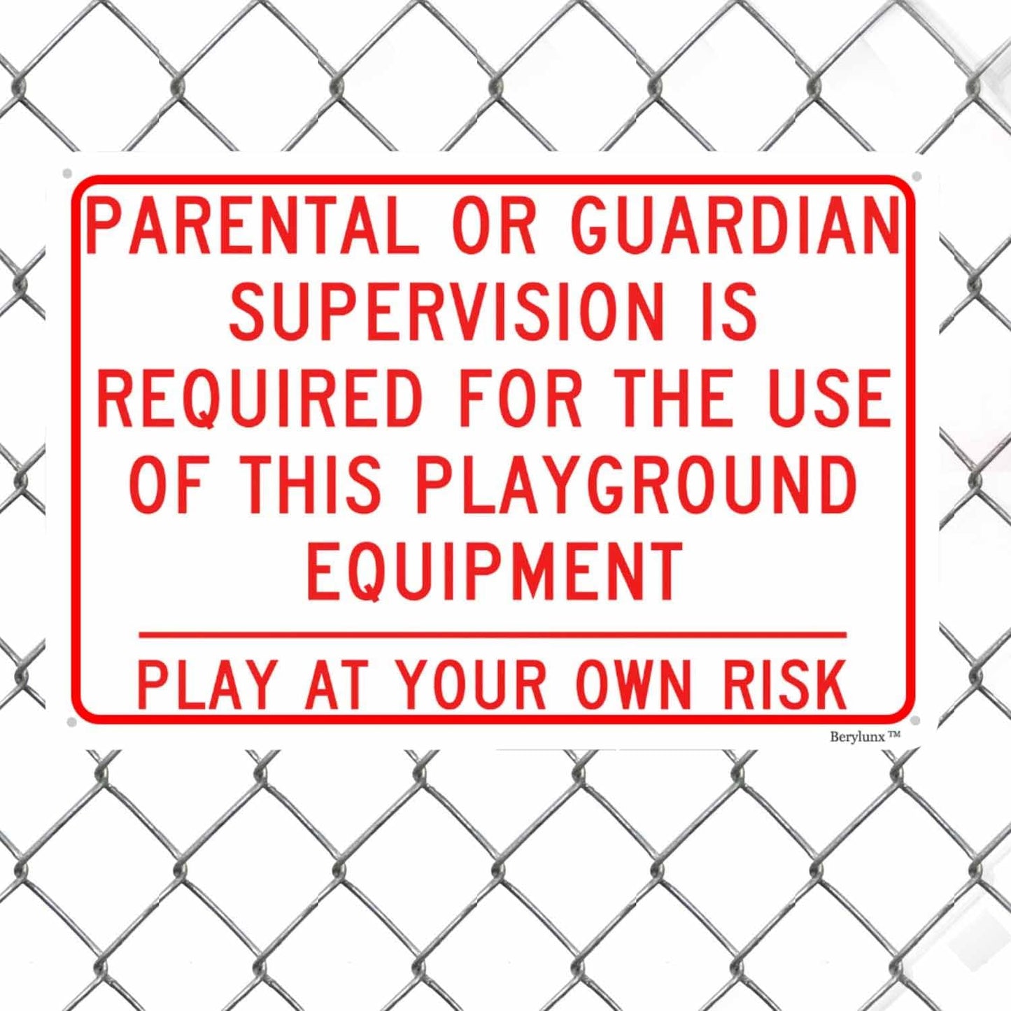 Playground Safety Sign,Security Warning Signs,Outdoor/Indoor Safety Sign "Parental/Guardian Supervision Required For Use Of This Playground Equipment" 12"x16" Aluminum Sign