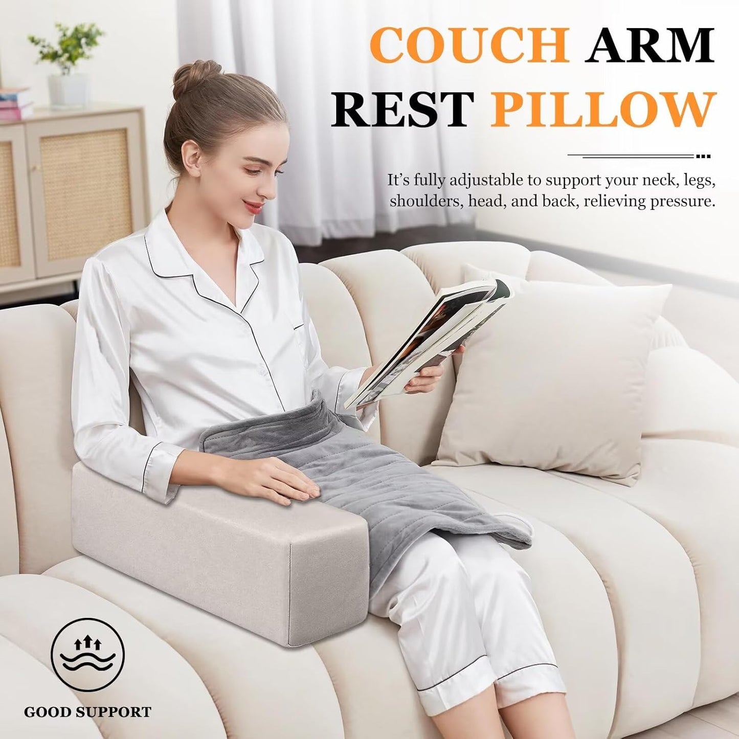 2 Pack Couch Arm Rest Pillow 6''x6''x20'' Faux Leatharie Armrest Cushion, High Density Foam Pillows, Removable & Washable Headboard Elbow Support for Armchair Sofa Bed, Sapphire