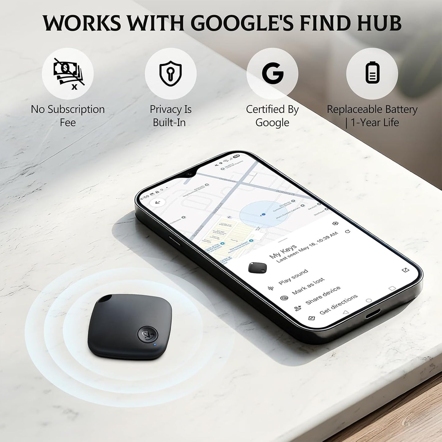 2025 Upgraded 【Google MFG Certified】 Air Tracker for Android 4 Pack, Tracker Tags Item Finder Works with Google’s Find Hub, Air Tracking Device Locator, Smart Tag for Keys, Luggage, Bag, Suitcases