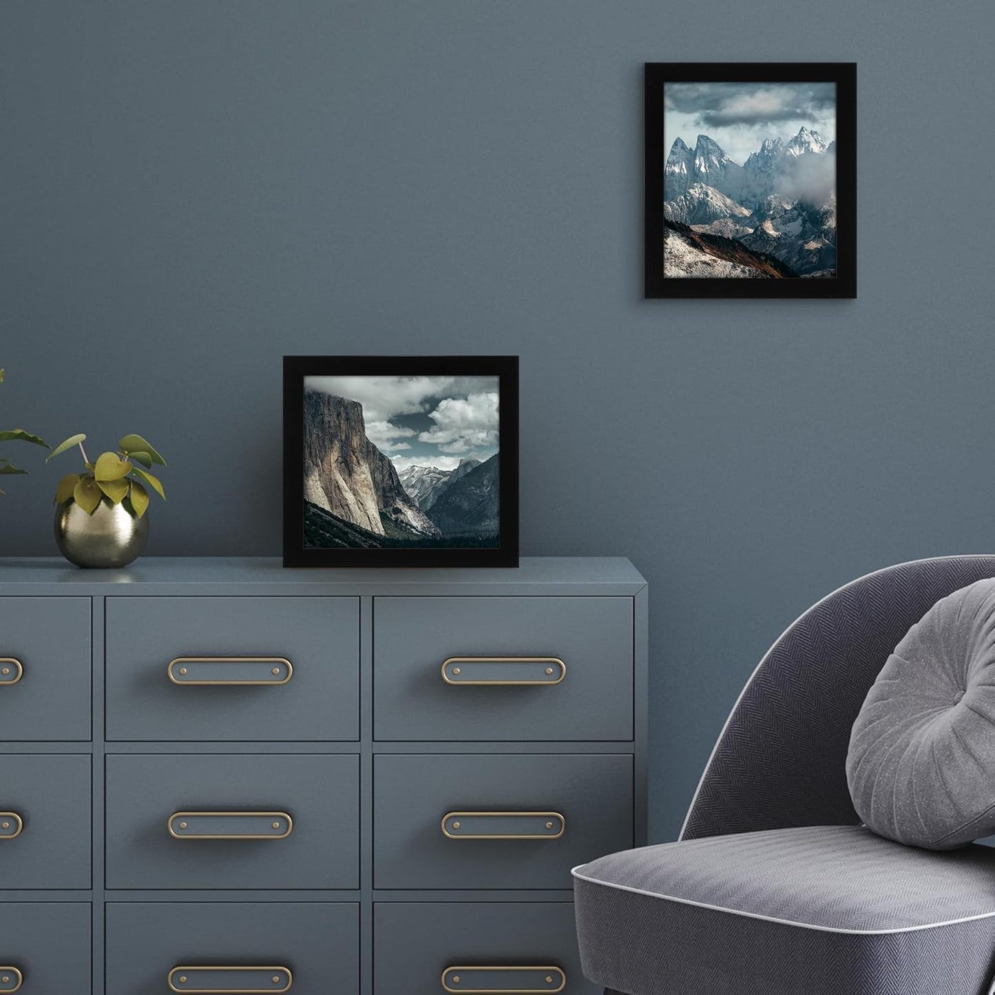 Americanflat 7x8 Picture Frame with Shatter-Resistant Glass - Signature Collection - Gallery-Style Frames Made of Engineered Wood - Photo Frame for Tabletop and Wall Display - Black