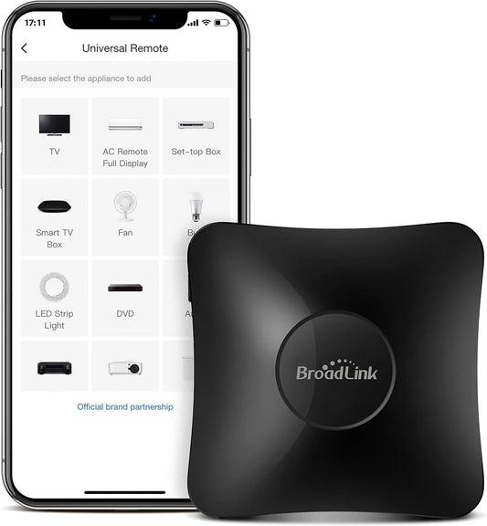 BroadLink IR/RF Smart Home Hub-WiFi IR/RF Blaster for Home Automation, TV, Curtain, Shades Remote, Smart AC Controller, Works with Alexa, Google Assistant, IFTTT (RM4 pro)