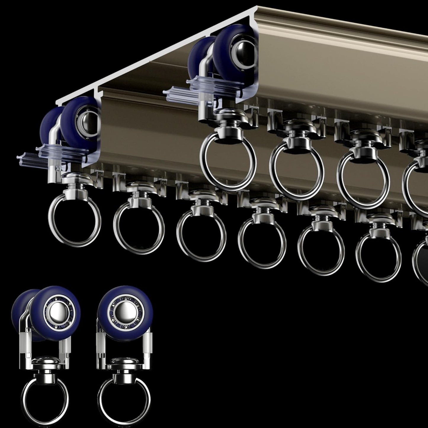 Ceiling Mounted Curtain Track System - Double Rails for Curtains & Drapes - Room Dividers - Sliding Curtain Rail for Window (champagne, 3m)