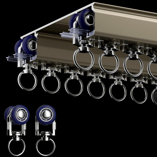 Ceiling Mounted Curtain Track System - Double Rails for Curtains & Drapes - Room Dividers - Sliding Curtain Rail for Window (champagne, 2m)