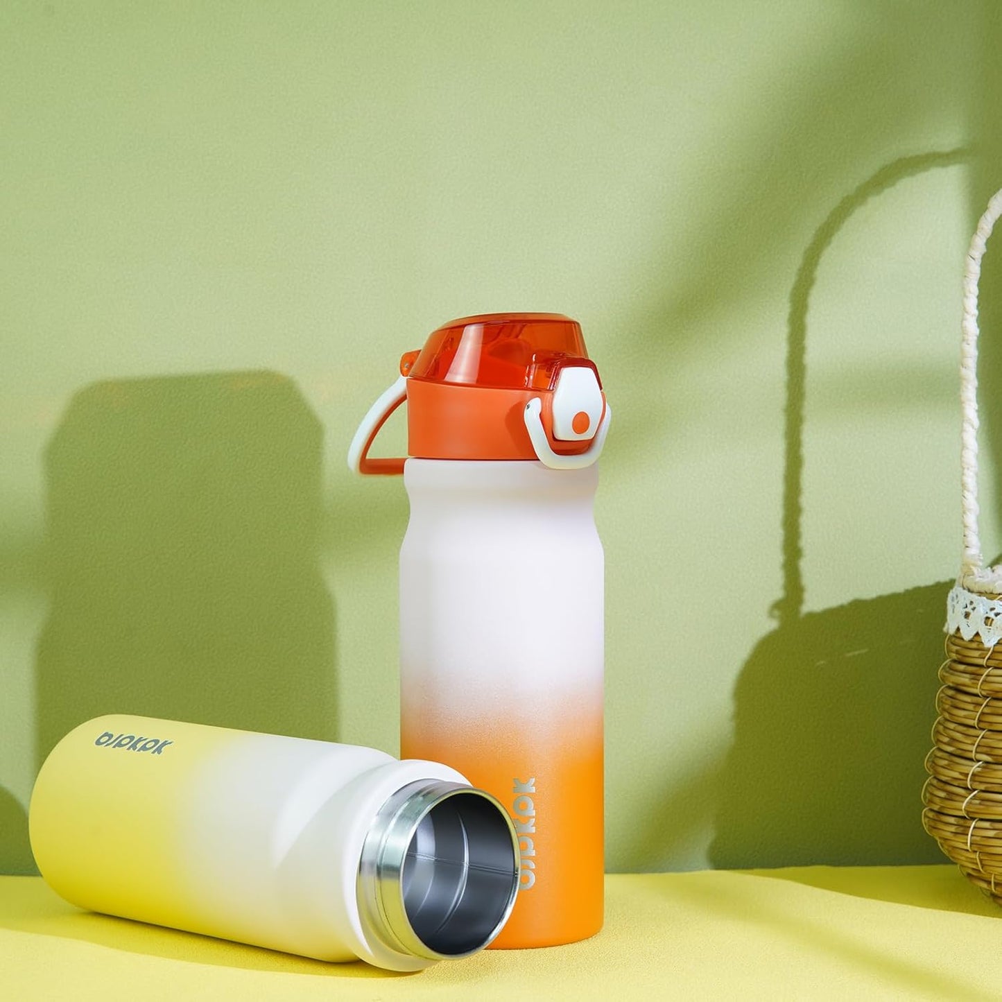 BJPKPK Stainless Steel Insulated Water Bottle with Straw Lid 18oz Reusable Metal Thermal Flask Bottles Keep Cold and Hot,Coral
