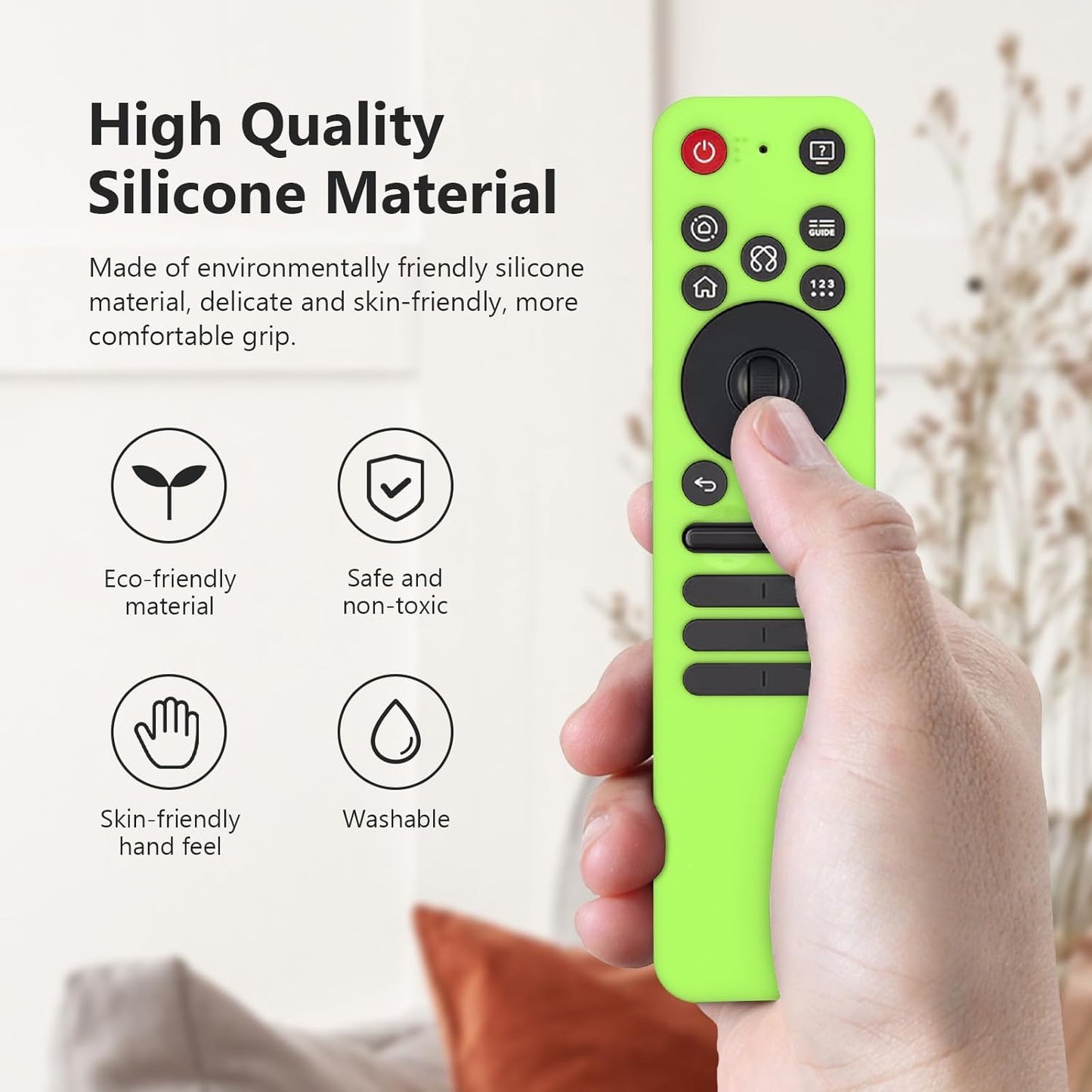 LEFXMOPHY Case for LG MR25GA Remote Compatible with 2025 LG OLED Smart TV C5 B5 G5 M5 Series Remote, Silicone Cover Glow in Dark - Lime Green