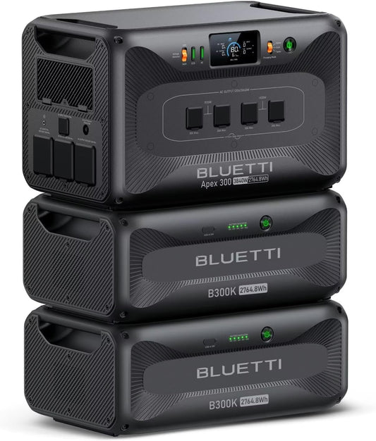 BLUETTI Apex 300 Solar Generator & 2 B300K, 8294.4Wh LFP Battery Backup with 6 3840W AC Outlets (7680W Surge), 120V/240V Dual Voltage Output, Modular Power for Home, RV and Emergencies