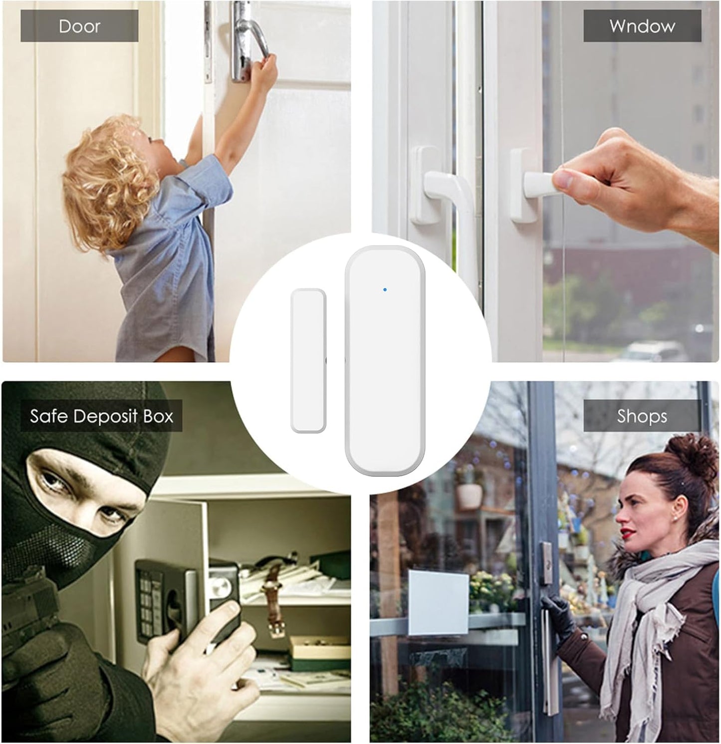Door Sensor - Magnetic WiFi Alert,Wireless Real-Time Window Contact Sensor | for Home Security Business Indoor Room Garage Entry Entrance
