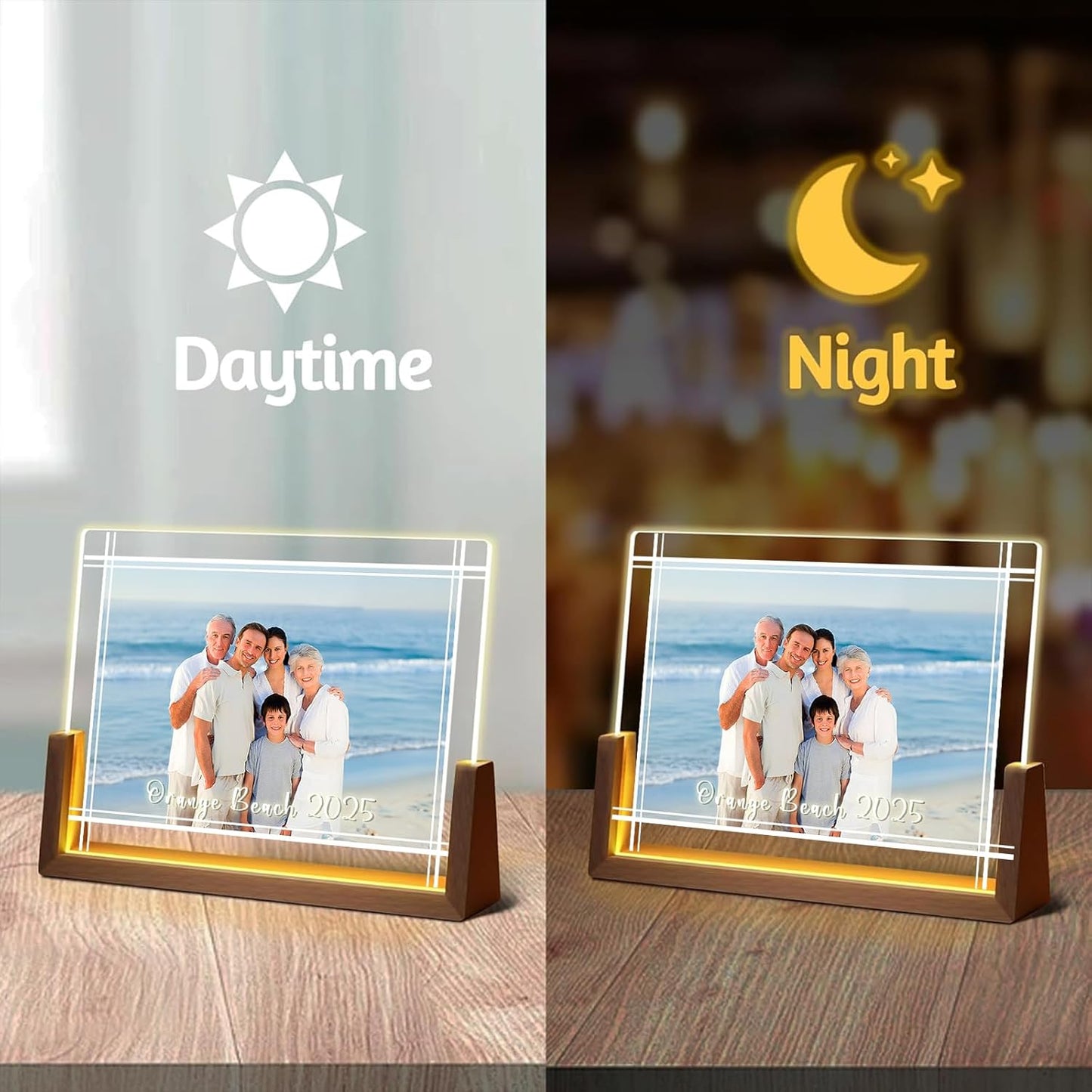 LOUISMIAA Customized Picture Frames Night Light,Decorative Plaque Anniversary Birthday Mother’s Day Father’s Day Valentine’s Personalized Gifts for Boyfriend Girlfriend Couple Same Day Shipping