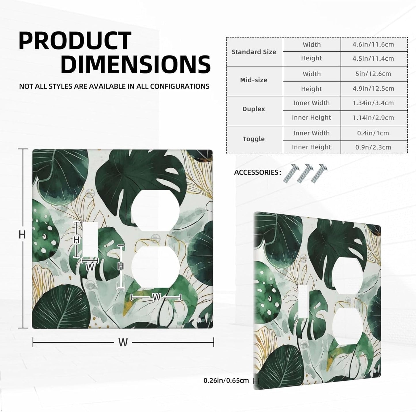 Boho Tropical Green Leaf Watercolor Banana Leaves Wallplates 1 Toggle 1 Duplex Switch Plate Electrical Gfci Faceplate Decorative Light Switch Covers For Bed Room Living Room Decor