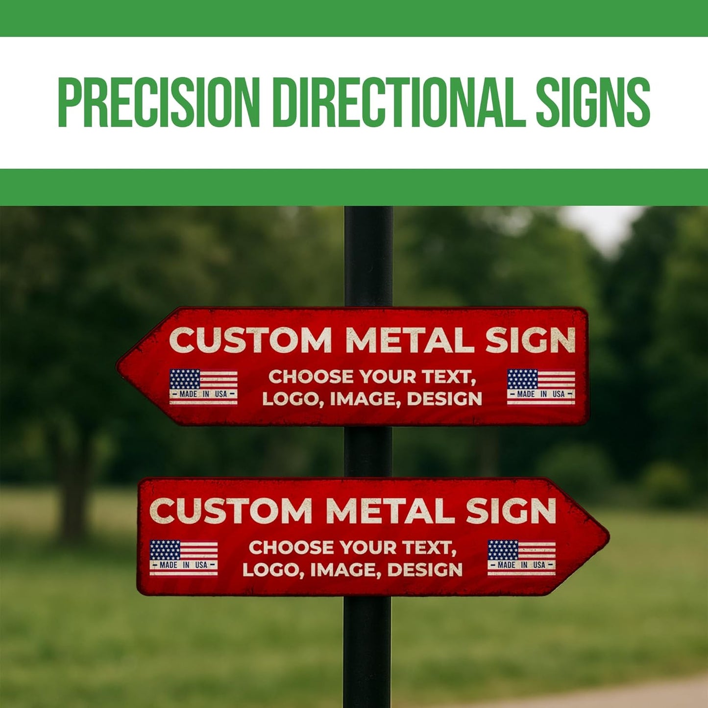 Custom Right Arrow Metal Sign by BCB | Directional Signs for Indoor & Outdoor Use | Personalized Rust-Free Metal Yard Display | Weatherproof Road Arrow Marker | Multiple Sizes | Made in USA