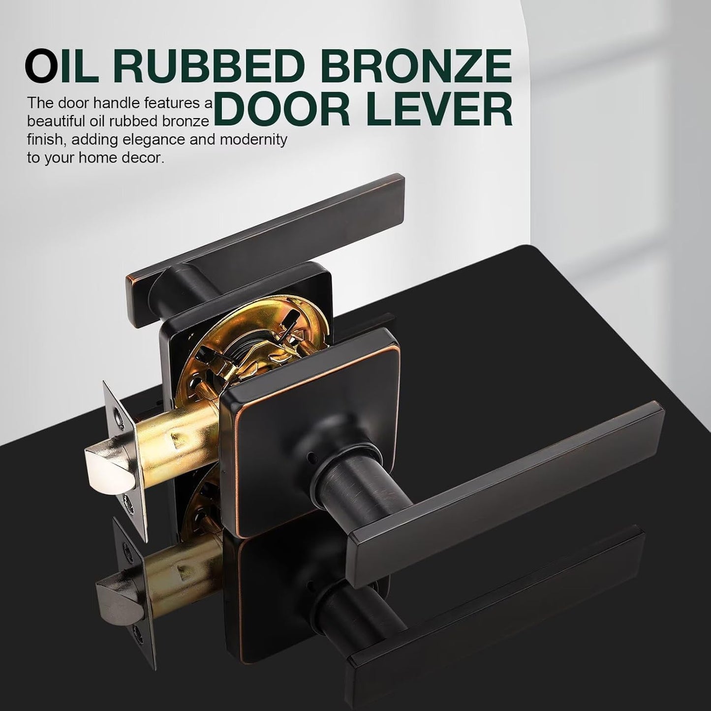 GOBEKOR 1 Pack Oil Rubbed Bronze Door Handles Interior Passage Door Handle for Closets Keyless Interior Closet Door Levers